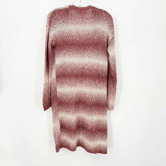 Sun & Shadow Womens Duster Cardigan Sweater S Pink Ombre Open Front Long Sleeve - Picture 2 of 7
